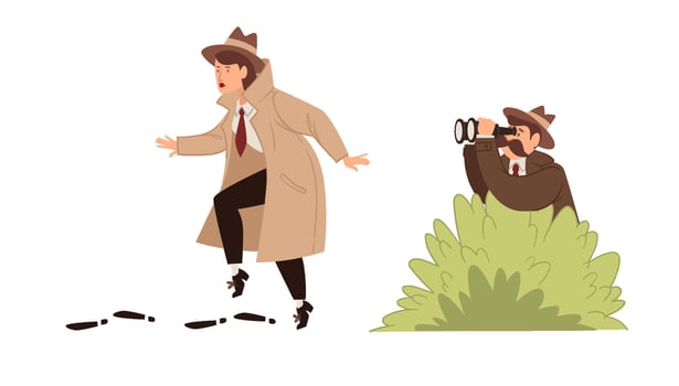 Sleuth Character Inquisitive Actions Set vector