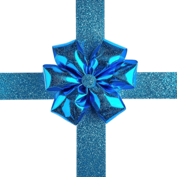 Christmas Gift blue Bow and ribbon isolate on transparent background png