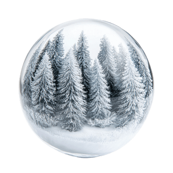 Snow ball with white Pine Trees isolate on transparent background png
