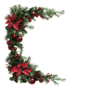 Christmas Garland corner front view isolate on transparent background png