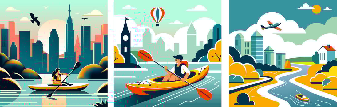 Urban Kayaking Skyline Adventure vector