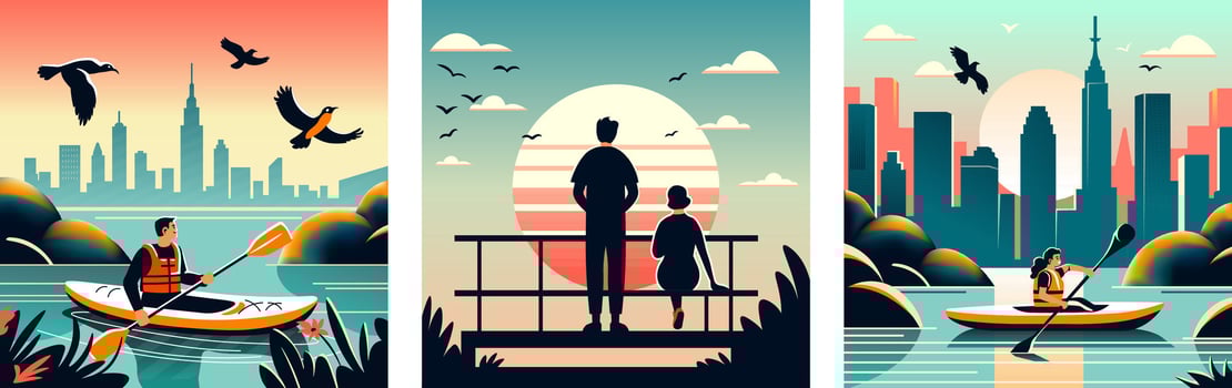 Romantic Sunset City View Illustration vector