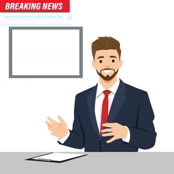 Breaking news, Man news anchor reports news. vector