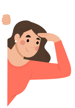Illustration of woman peeking png