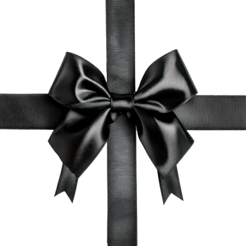 Black bow and ribbon isolate on transparent background png
