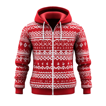 Red sweetshirt with white pattern 3D isolate on transparent background png