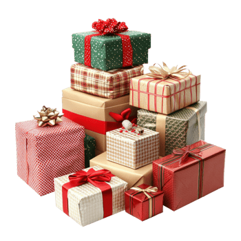 Christmas Presents stack isolate on transparent background png