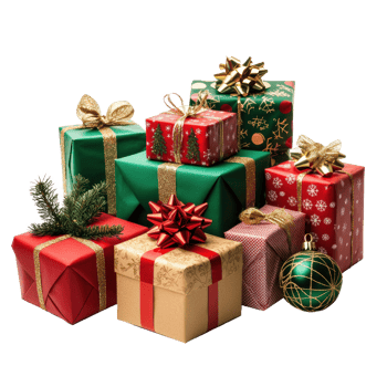 Christmas Presents front view isolate on transparent background png