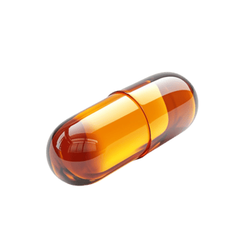 Capsule with Yellow Liquid Inside on Transparent Background png