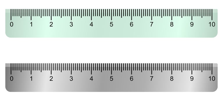 ruler 10 cm plastic and stainless steel, measuring tool vector