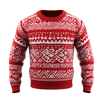 Red sweetshirt with white pattern 3D isolate on transparent background png