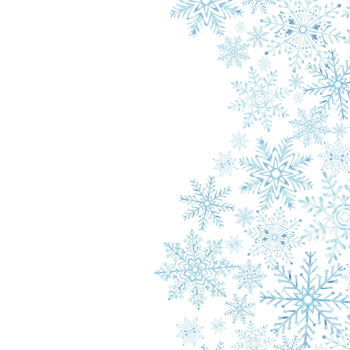 Snowflakes postcard template with copy space. Ice blue stars. Christmas or New Year's design. Hand drawn watercolor illustration isolated. Winter holiday frame for card, website, wrapping, sale. png