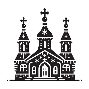 Traditional Christmas Church Icon in Black Silhouette vector
