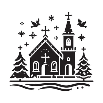 Minimalist Church Silhouette Icon for Christmas vector