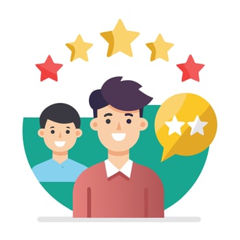 Customer Satisfaction and 5-Star Rating Concept Illustration vector