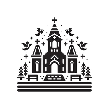 Minimalist Silhouette of Church Icon for Christmas vector