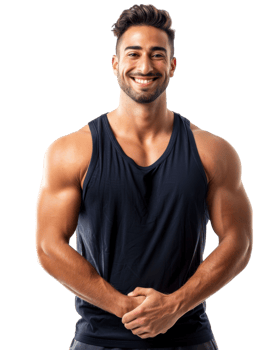 Athletic Man in Blue Tank Top Isolated on Transparent Background png