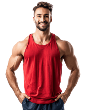 Muscular Man in Red Tank Top Isolated on Transparent Background png