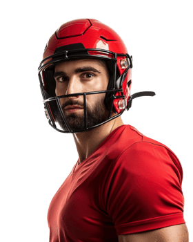 football player in helmet isolated on transparent background png