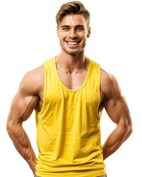 Fit Man in Yellow Tank Top Isolated on Transparent Background png
