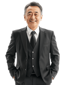 Smiling business man in a suit with a vest Isolated on transparent background png