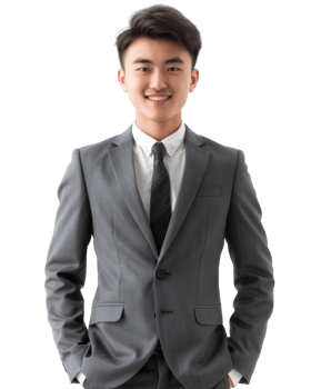 Young business man in a suit smiling Isolated on transparent background png