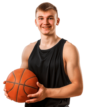 Basketball player holding a ball Isolated on transparent background png