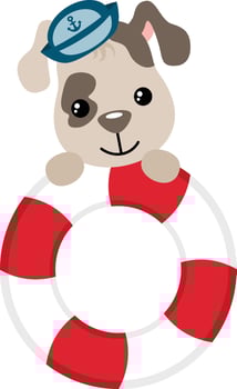 Funny sailor dog with buoy of salvage vector