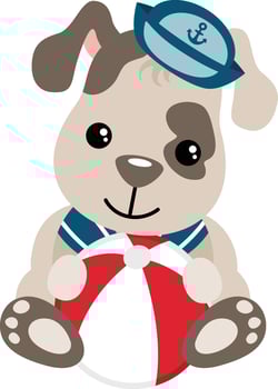 Cute sailor dog holding a ball vector