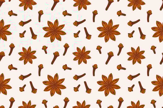 Seamless pattern with dried clove seeds and star anise vector