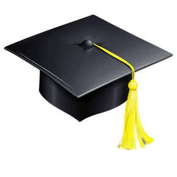 graduation cap with yellow tassel on transparent background png