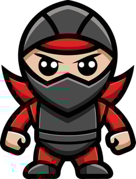 A cartoon ninja with red hair and black clothes vector