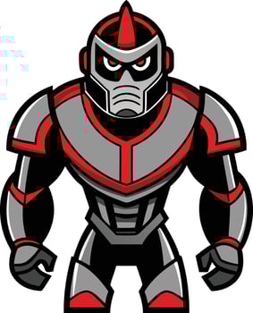A cartoon robot with red and gray armor vector