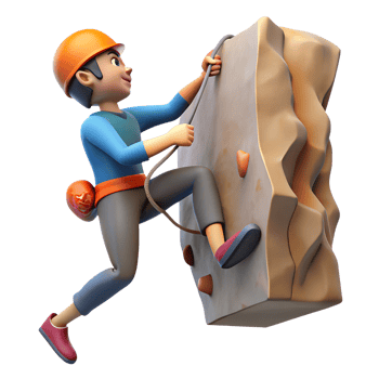 A man climbing on a rock wall png
