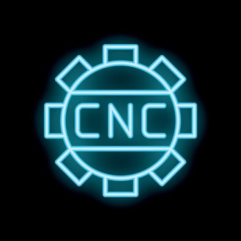 Neon cnc sign representing computer numerical control technology vector