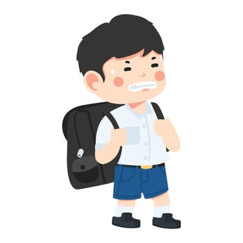 Kid student with heavy bag vector