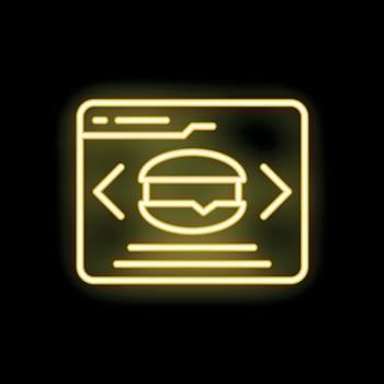 Neon sign showing website offering food delivery service vector