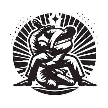 Brazilian Jiu-Jitsu Armbar Silhouette vector