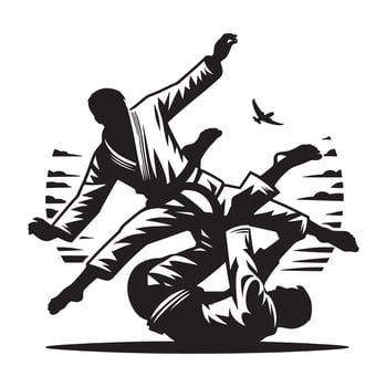 Brazilian Jiu-Jitsu Takedown Reversal Silhouette vector