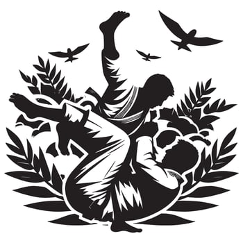 Brazilian Jiu Jitsu Fight Position Silhouette vector