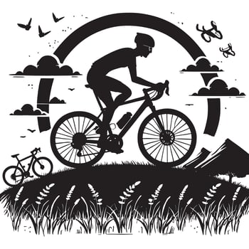 Cyclist in Group Ride Silhouette vector
