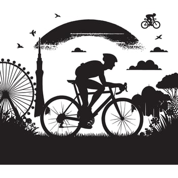 Cyclist Crossing Finish Line Silhouette vector