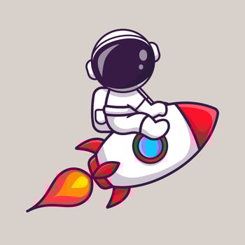 Cute Astronaut Sitting On Rocket Cartoon vector