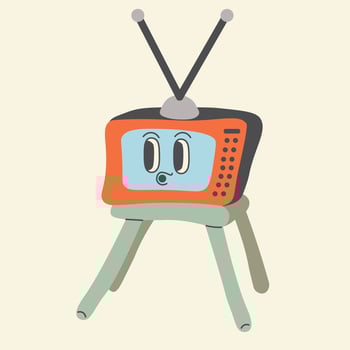 colored retro TV character in groovy doodle style vector