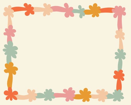 cute colored horizontal floral frame vector
