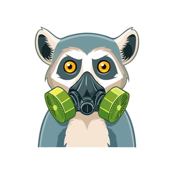 Lemur wearing a gas mask vector