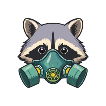 Raccoon wearing a gas mask vector