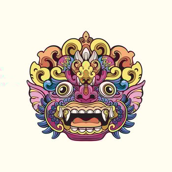 Balinese Barong mask illustration vector