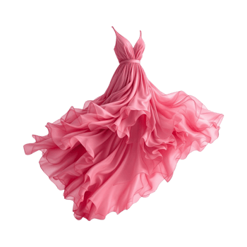 A pink dress is shown on a transparent background png