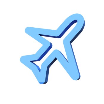 Blue airplane icon 3d png